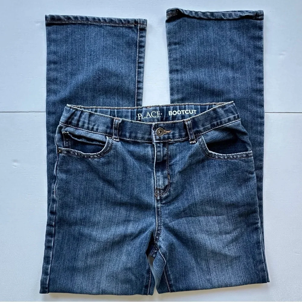 The Children’s Place classic blue denim bootcut jeans boys 12‎ adjustable waist